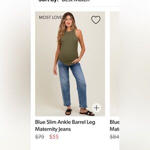 Pinkblush Blue Slim Ankle Barrel Leg Maternity Jeans